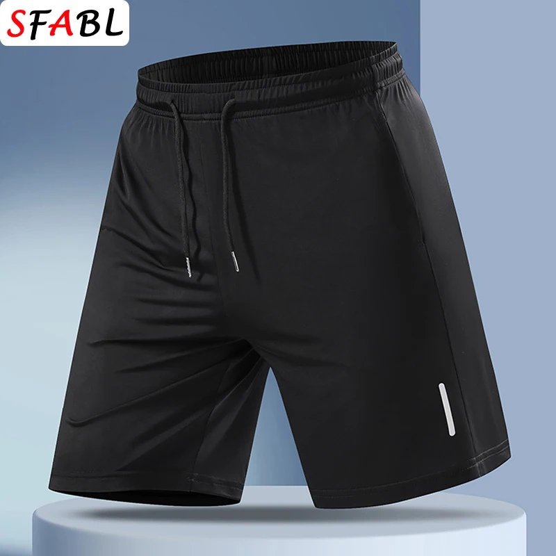 

Shorts Men Summer Solid Color Elastic Board Shorts Gym Fitness Jogging Exercise Men's Casual Short Pants Breathable Quick Drying