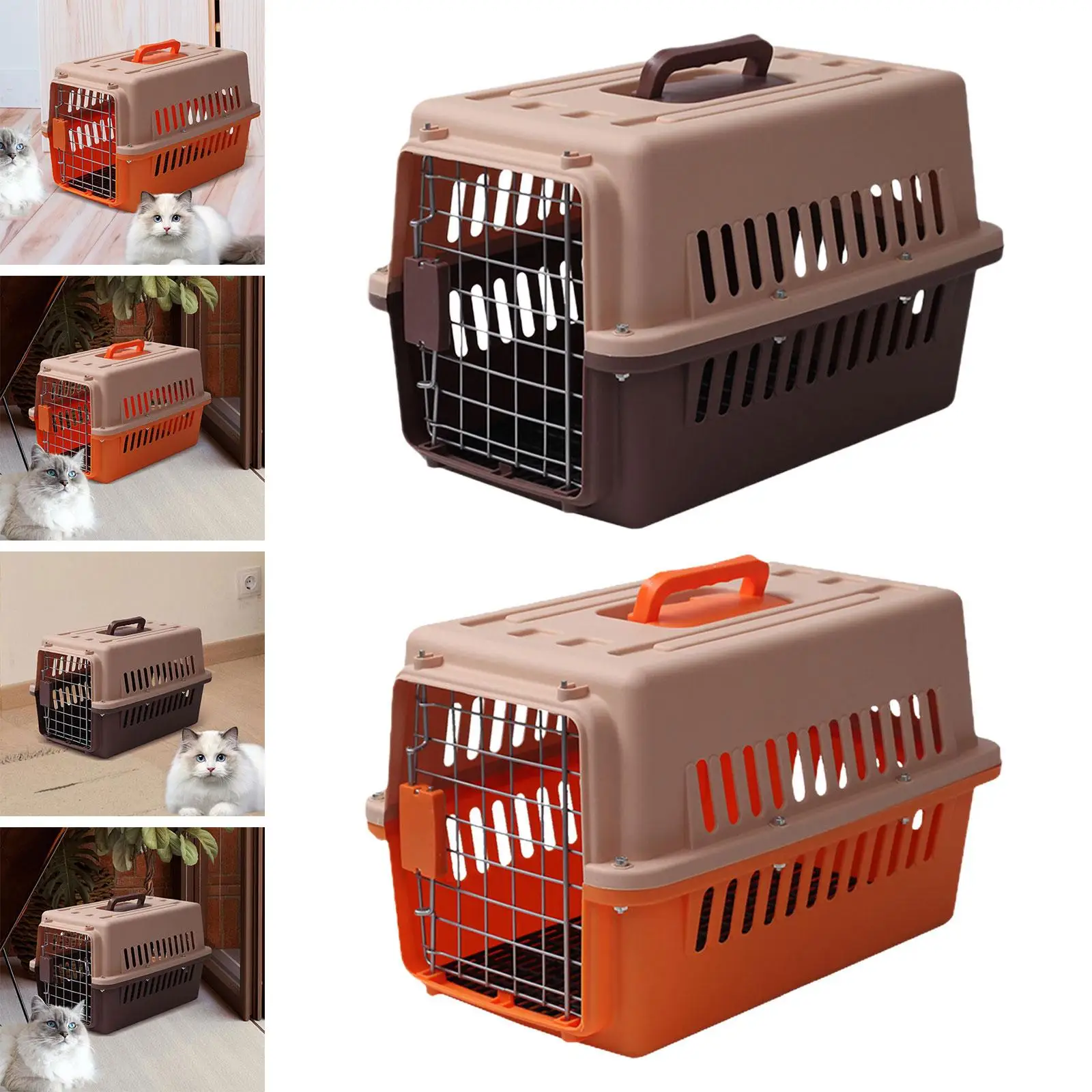 

Портативная авиационная коробка для кошек, большая вместительная авиационная коробка для домашних животных, прочная транспортная клетка для кошек, дышащая твердая для домашних животных, кемпинга на открытом воздухе