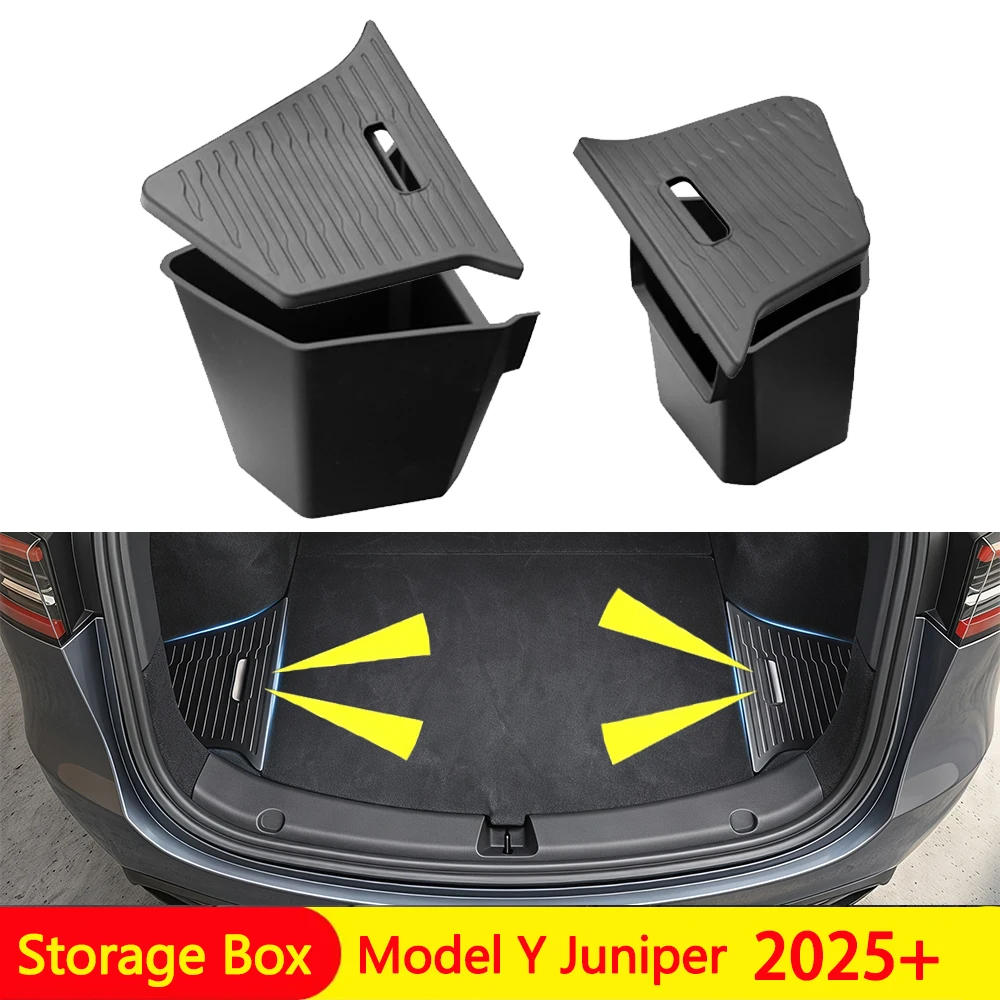 For Tesla Model Y Juniper 2025 2026 Car Trunk Side Storage Box Cover Plate Organizer Car Trunk Side Storage Box Refit Accessorie