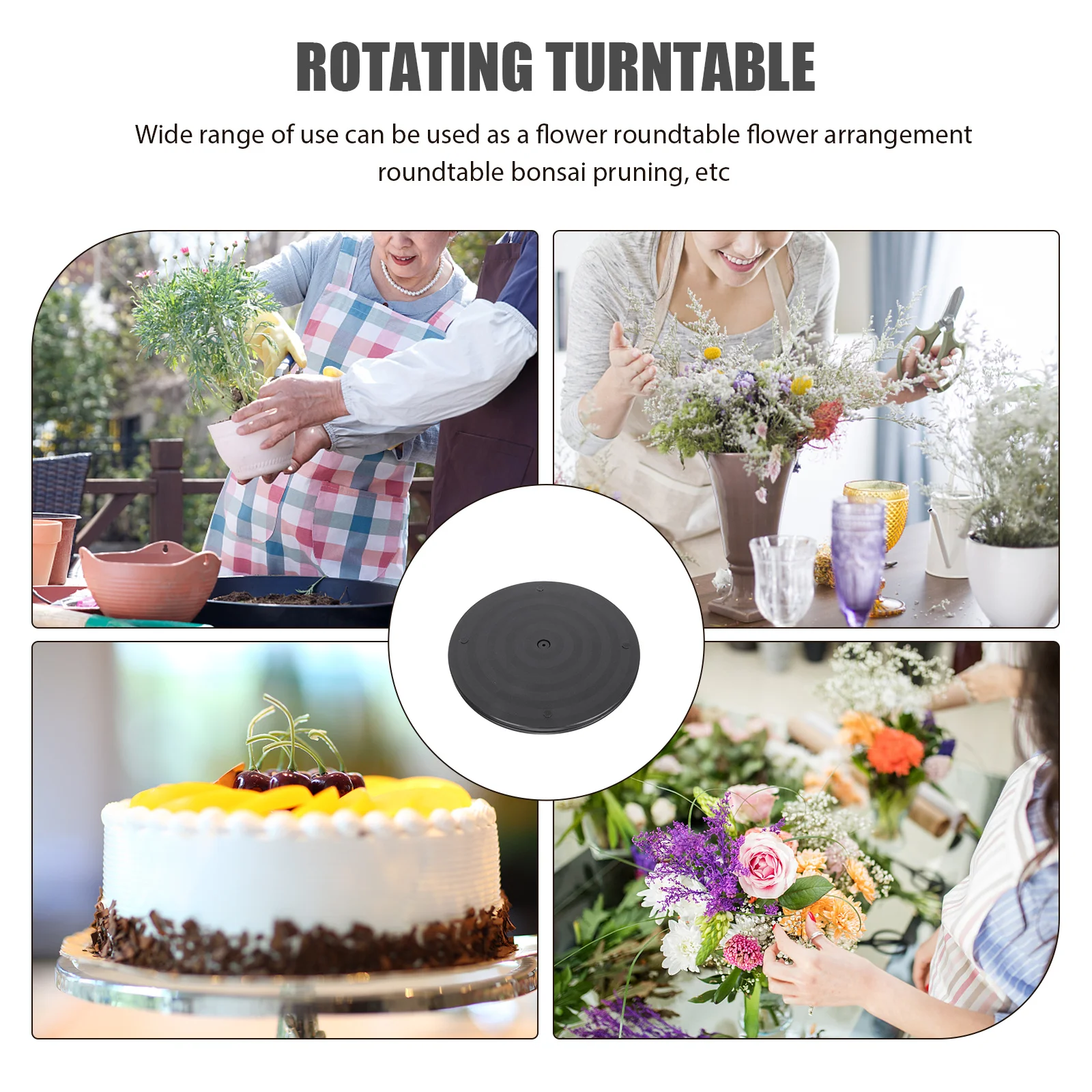 

Plastic Bonsai Turntable Round Rotating Swivel Holder For Flower Arrangement High-Grade Abs Desktop Turntable