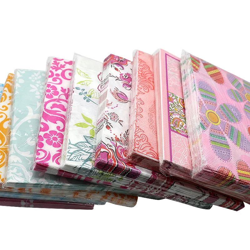 20 Pcs Disposable Napkins Wood Pulp Colorful Printed Napkins Floral Facial Tissue Party Custom Restaurant