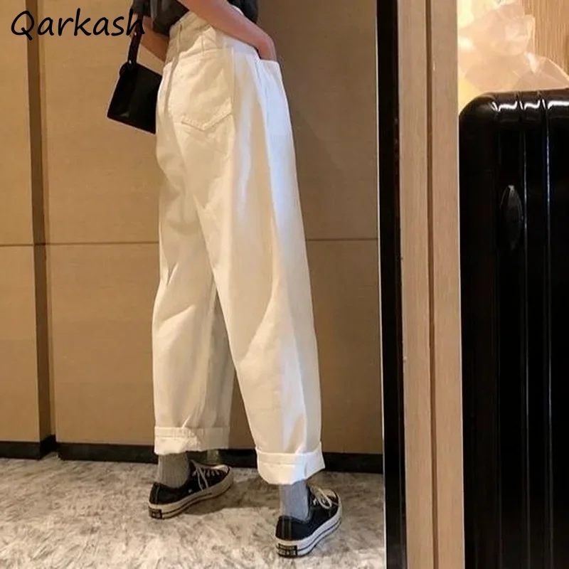 Jeans Women Wide Leg Trousers Full Length Newest Harajuku High Waist Vintage Popular Baggy Simple All-match Summer Hot Preppy