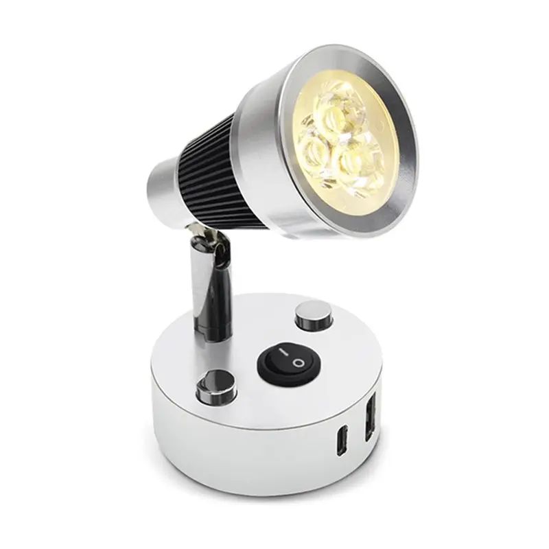 

A34R 12V LED Wall Lamp For Versatile Indoor Lighting In Black And Silver With USB-A And USB-C Switches