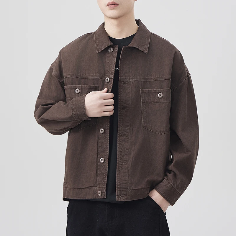 Autumn New Style Retro Japanese Style Men's Shirt with Multiple Pockets Casual Heavy Duty Versatile American Style Fashion Coats