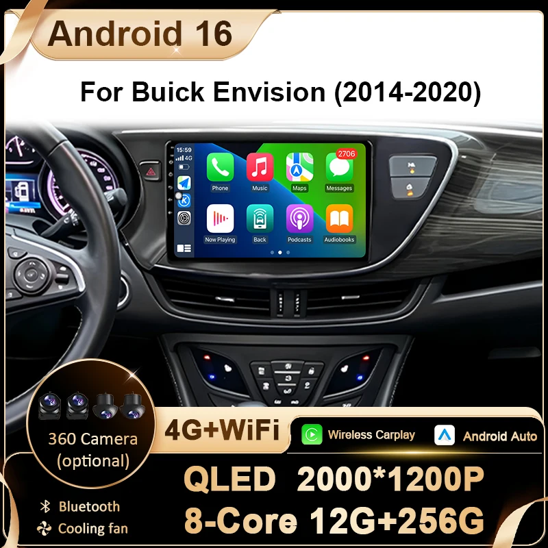 Android 16 Car Radio For Buick Envision 2014-2020 GPS Navigation Multimedia Player Stereo WiFi 4G Bluetooth Auto Carplay