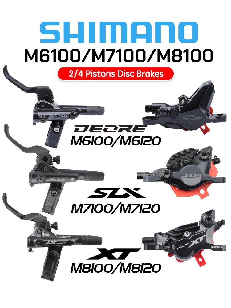 SHIMANO M6100 M7100 M8100 M8120 MTB Bicycle HYDRAULIC DISC BRAKES Pads 2  4 PISTON Front Rear Mountain Bike BRAKE Deore XT SLX