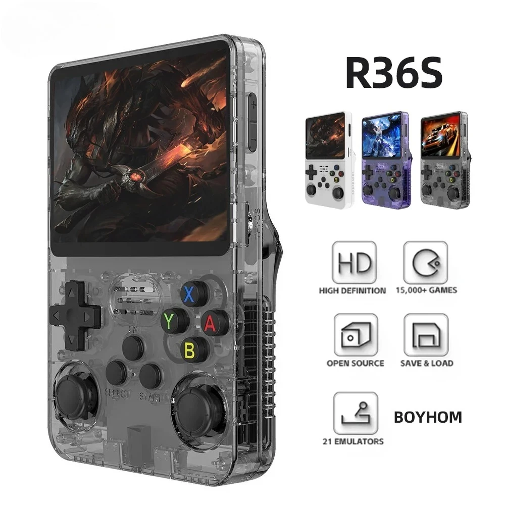 Console de jeu vidéo portable rétro 128G R36S, système Linux, écran IPS 3,5 pouces, lecteur vidéo de poche portable R35s Pro, 64 jeux