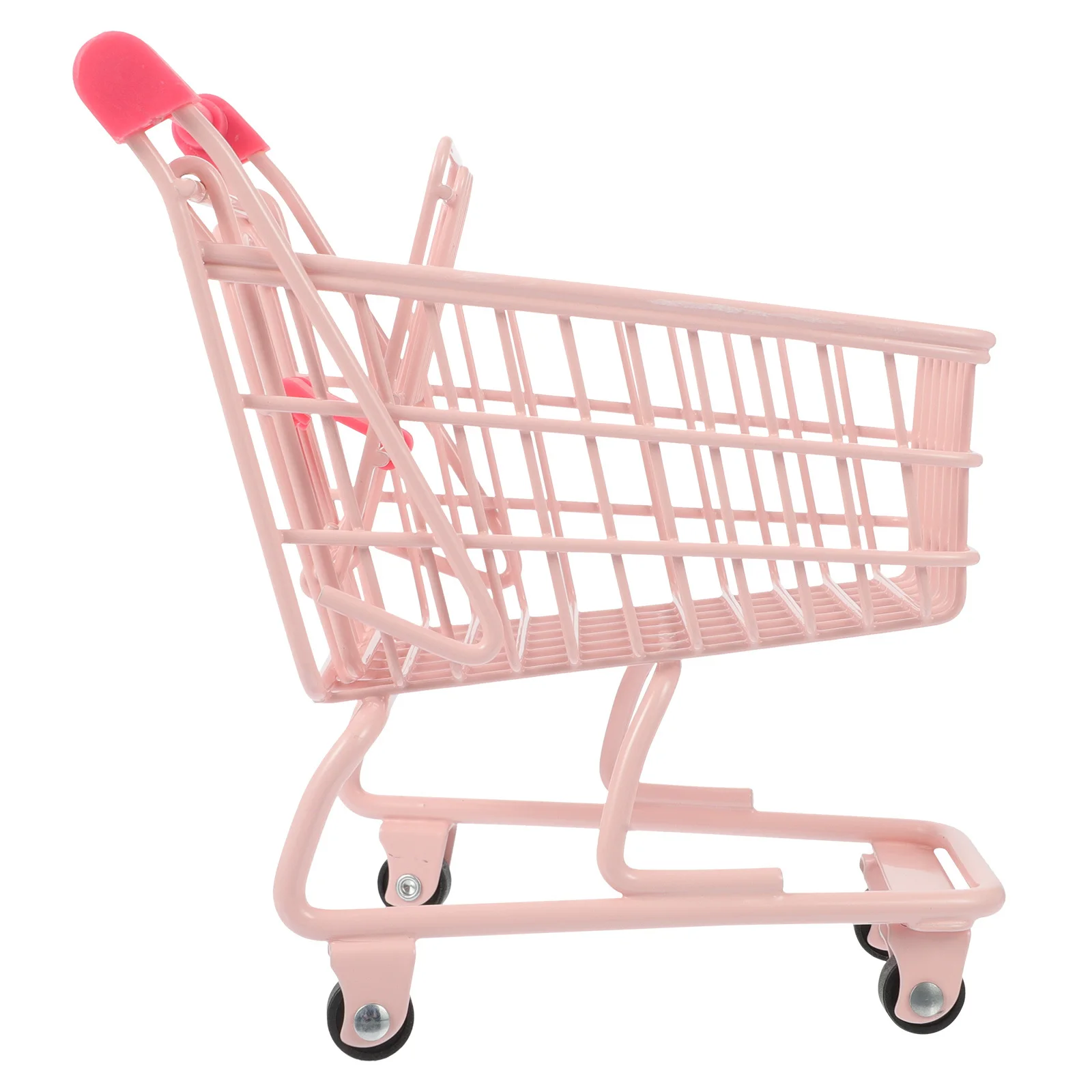 

Mini Shopping Cart Iron Plastic Smooth Edges Kids Safe Play Simulation Supermarket Trolley Bright Color Desktop Decor Storage