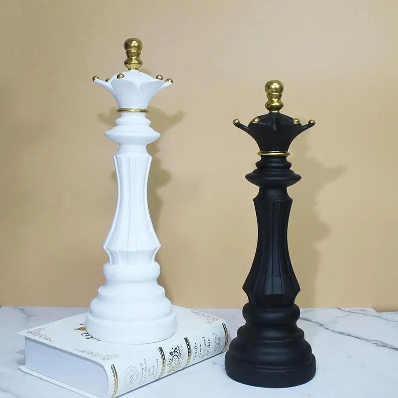 Classic Chess Piece Decoration Accessories Resin King Queen Knight Crafts Desktop Study Living Room Ornament Chessman view 3