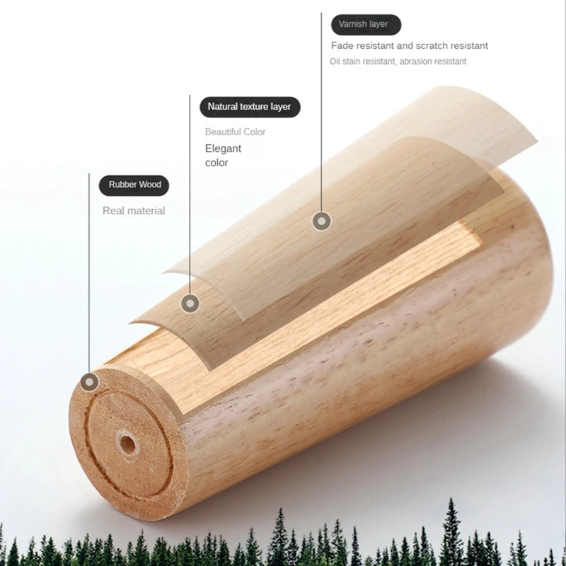 목재 가구 다리 세트, 4 라운드 솔리드 미드 소파 발 교체 다리, 소파 드레서 캐비닛 침대, 가정용 DIY, 4 인치