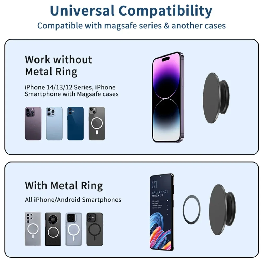 Supporto magnetico pieghevole per presa per telefono cellulare Supporto tascabile per Magsafe IPhone Mac Samsung Supporto espandibile per dito con anello sicuro