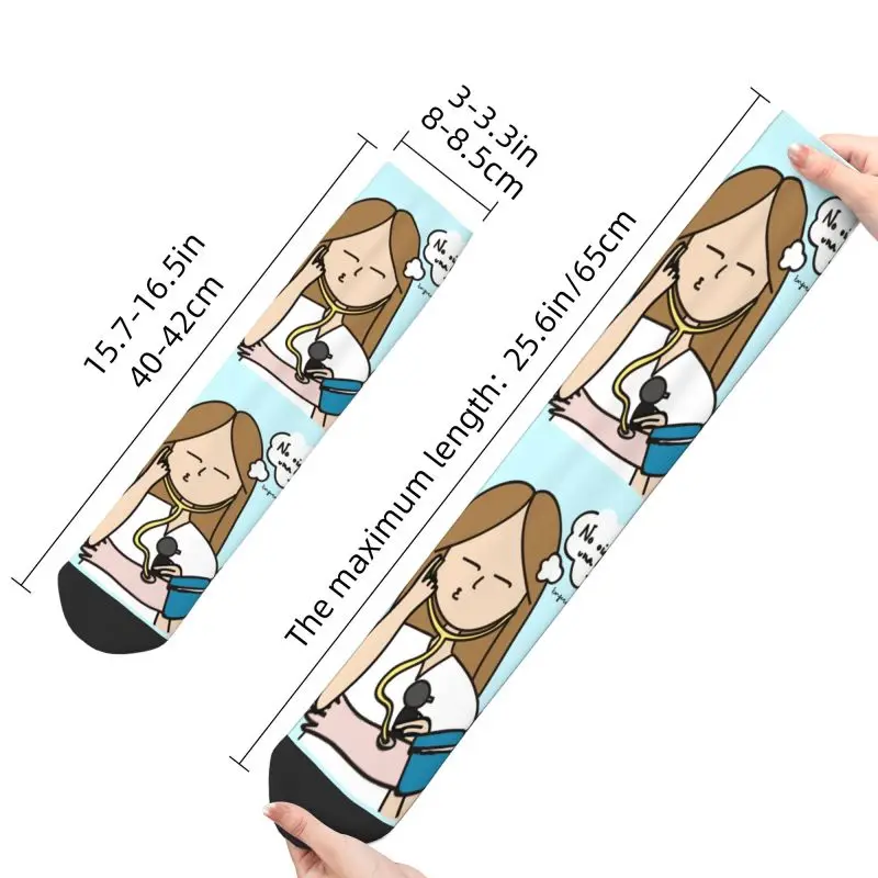 Cute Printing Enfermera En Apuros Doctor Nurse Medical Socks for Women Men Stretchy Summer Autumn Winter Crew Socks