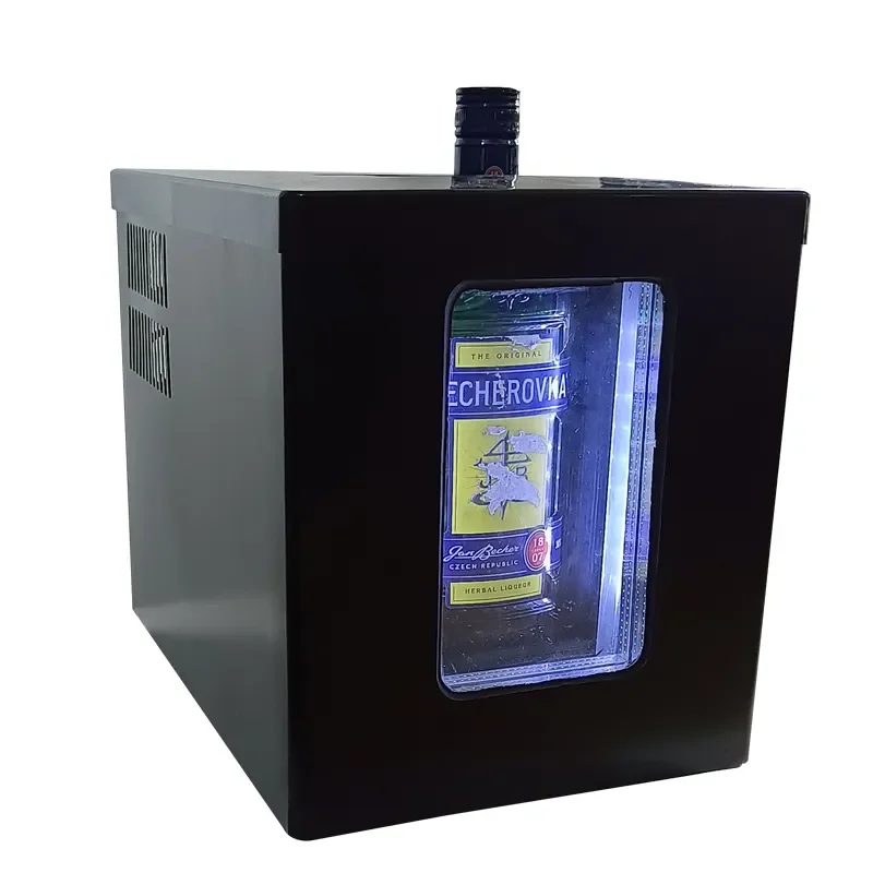 4~5 Liters 1~2  Bottle Glass Door Liquor Cooler Hotel Mini Bar Fridge Wine Quick Chiller