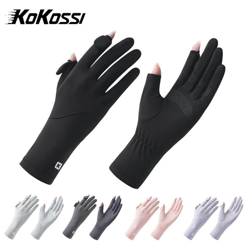 KoKossi 1 paio di guanti per protezione solare da donna estivi antiscivolo resistenti ai raggi UV protezione per il polso estesa touch screen guanti da equitazione in seta di ghiaccio