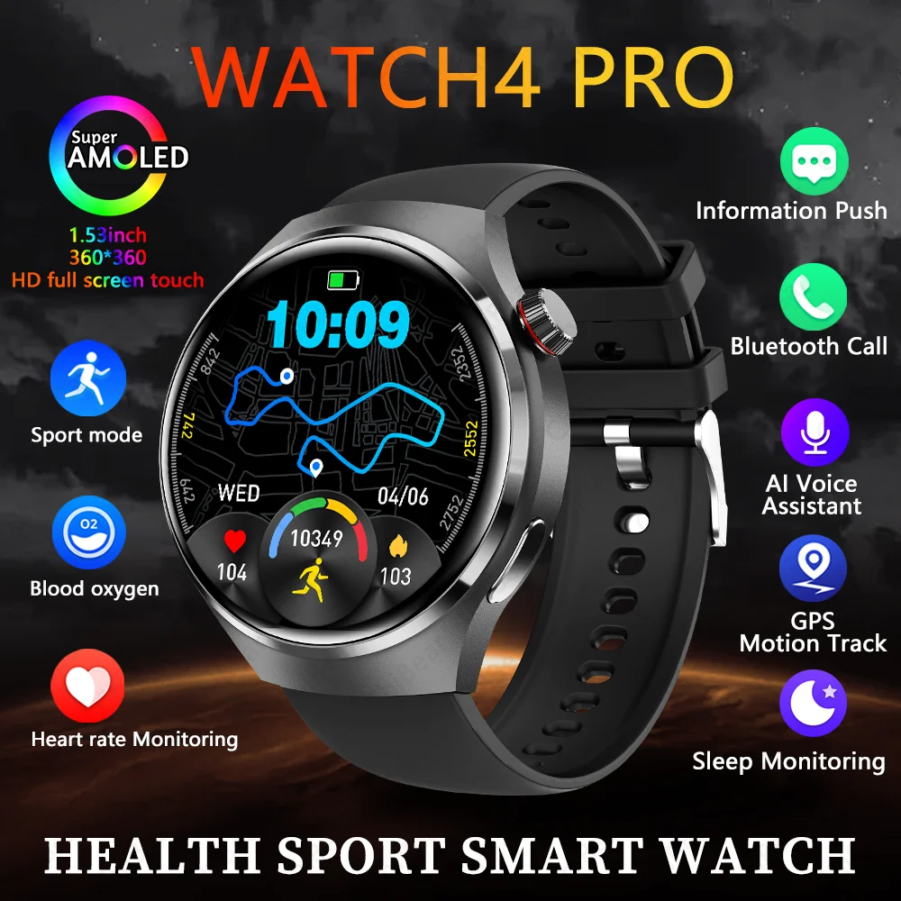 

WATCH 4 PRO Sports Men Smart Watch HD Full Touch Screen Bluetooth Call Heart Rate IP68 Waterproof Fitness Women Smartwatch NEW