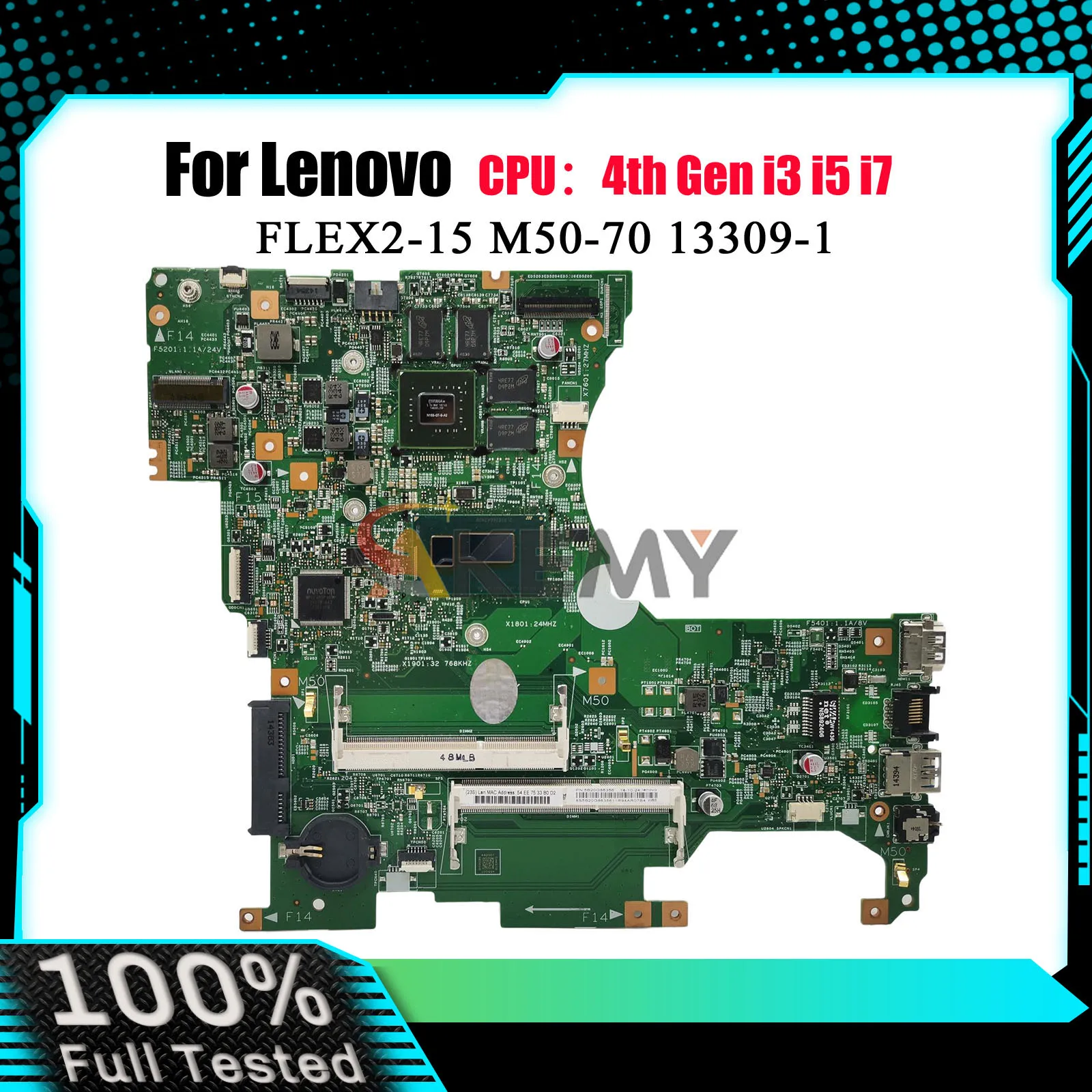 

Материнская плата для ноутбука 13309-1 для Lenovo FLEX2-15 M50-70 с процессором I7-4-го поколения DDR3 V2G GPU 100% полностью протестирована