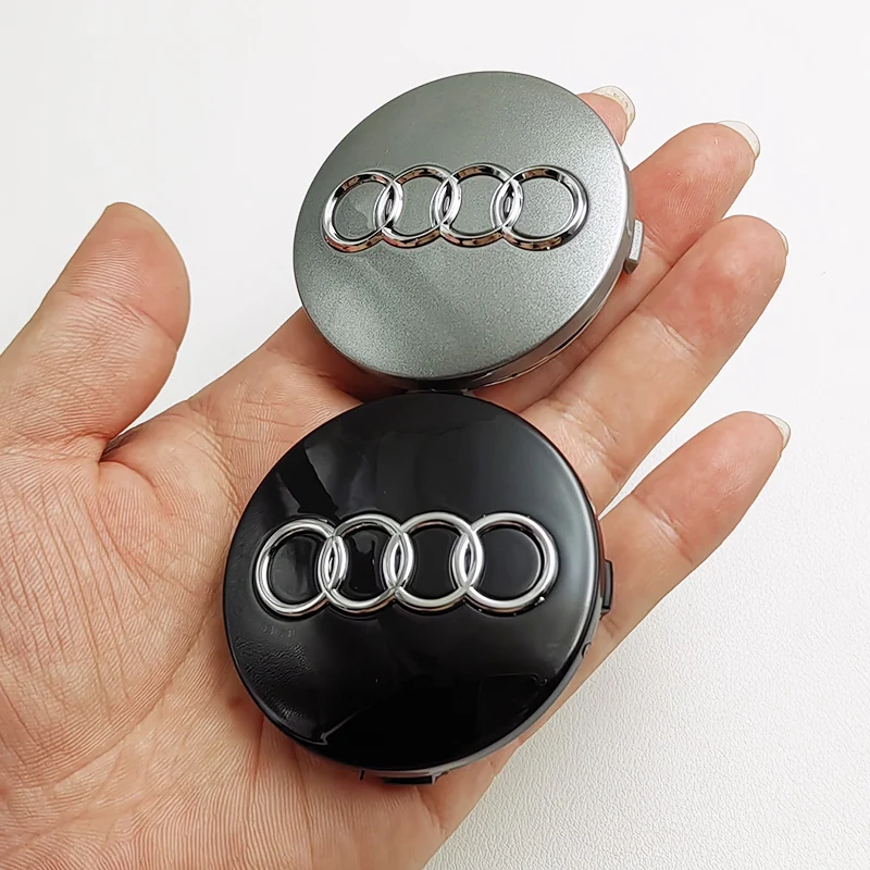 4pcs 60mm Black Grey Car Styling Badge Wheel Center Hub Cap Rim Caps For Audi Emblem 4B0601170 A1 A3 A4 A5 A6 Auto Accessories