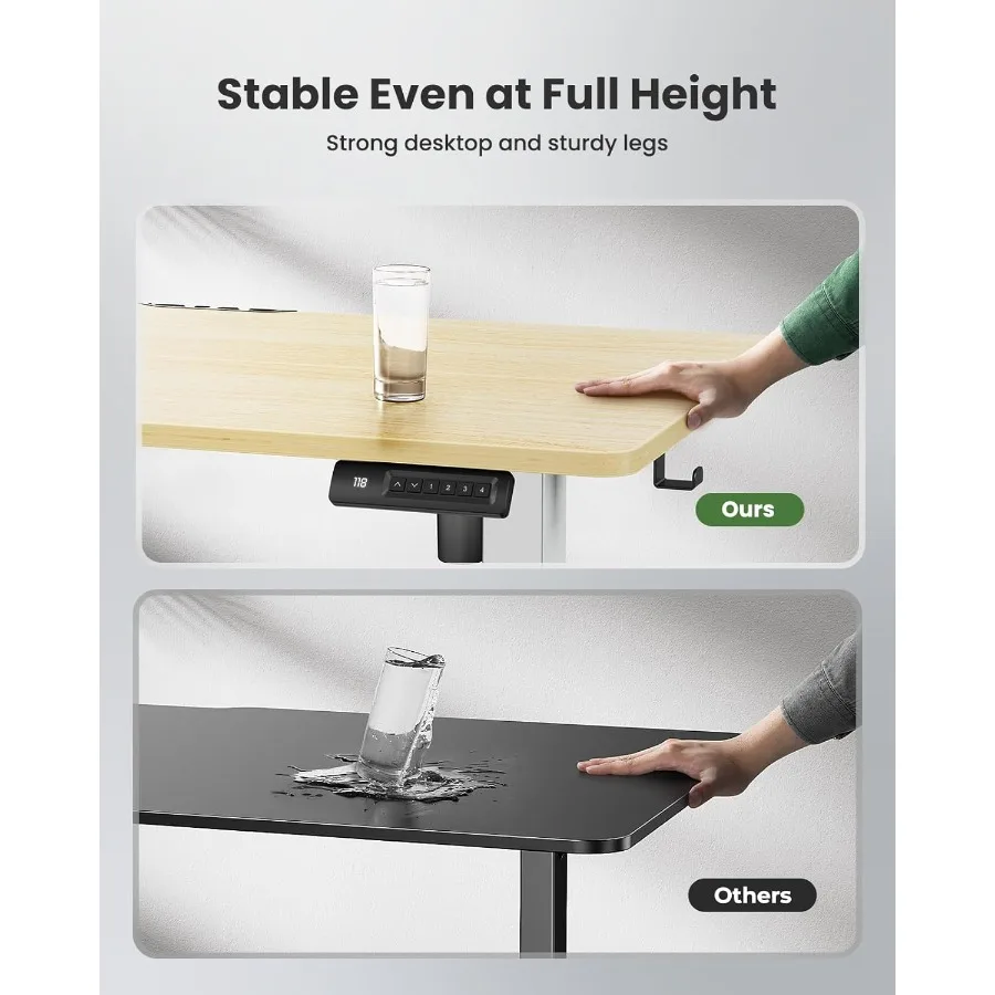 مكتب قائم كهربائي بارتفاع قابل للتعديل للمكتب المنزلي مقاس 55 × 24 بوصة مكتب كمبيوتر مع لمسة نهائية من خشب القيقب مثالية لـ #4