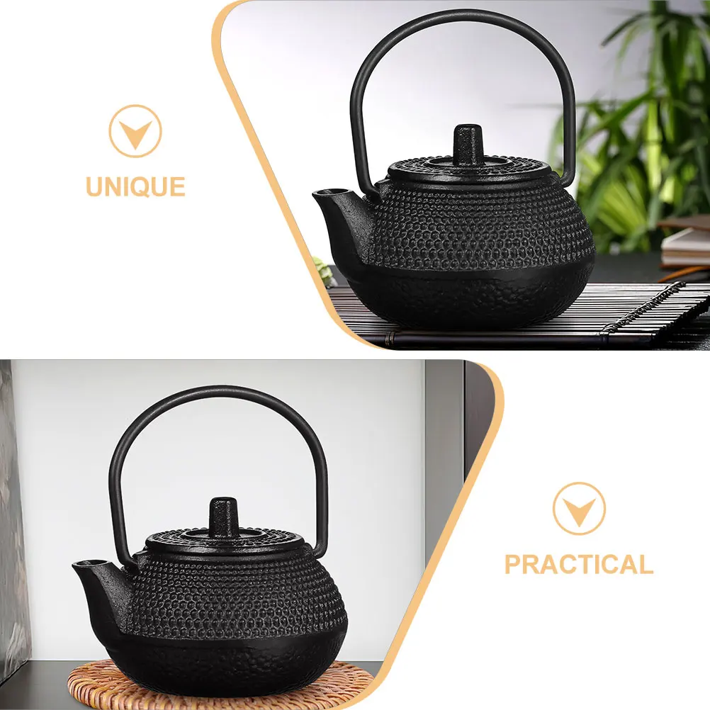 

2pcs Mini Cast Iron Teapot Set Vintage Decorative Teaware Heat Resistant Desktop Home Office Kettle for Indoor Outdoor
