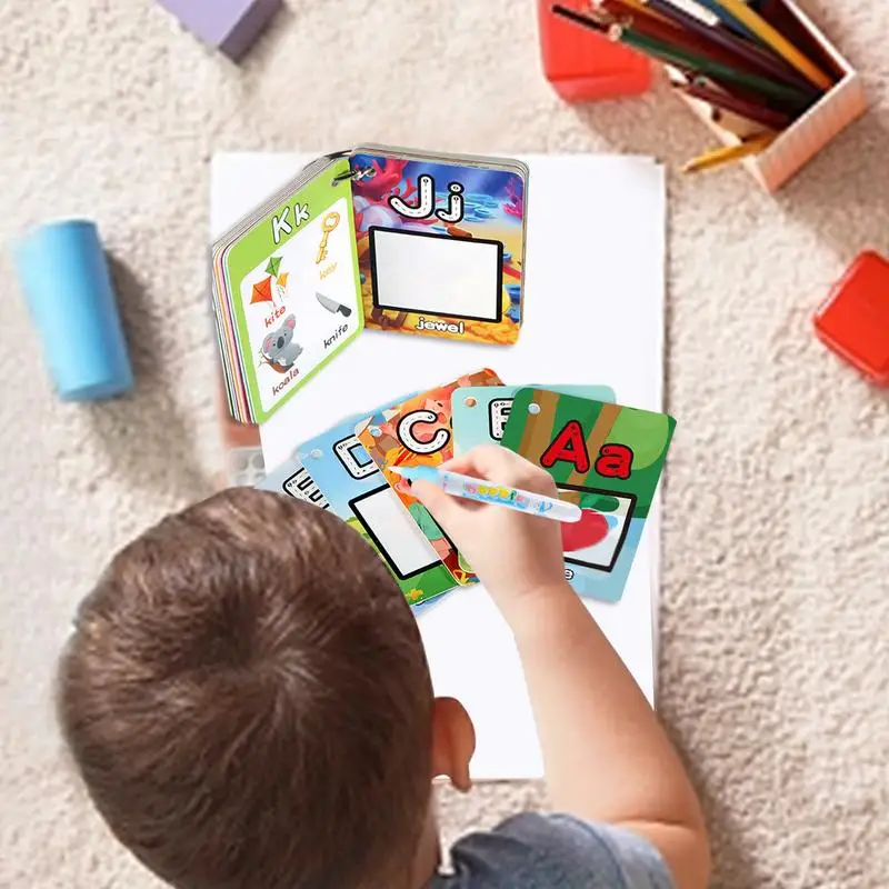 Abc Flash Cards 30PCS Educational Early Learning Flash Cards With Pens And Hoops Portable Learning Toy Flash Card Toy Aged 3