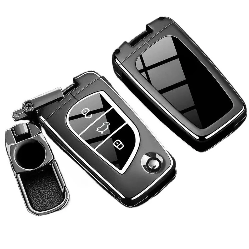

Zinc Alloy Key Fob Cover for Toyota Camry/Corolla/Levin/RAV4/Highlander, Heavy Duty Metal Protective Case Shell with Keychain