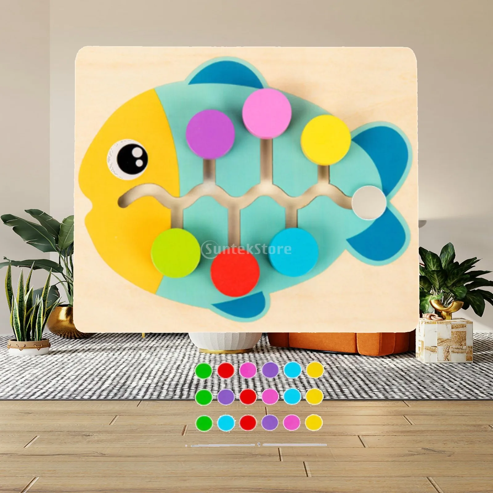Puzzle coulissant en bois à motifs de couleurs assorties, pour garçons et filles de 3, 4, 5, 6, 7 ans, jouet en bois, puzzle en bois, reconnaissance des animaux, cadeau de fête