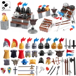 Medieval Castle Knights Building Blocks Military Army Accessories Armor Vest Shield Sword Helmet Mask Figures Parts Bricks Toys