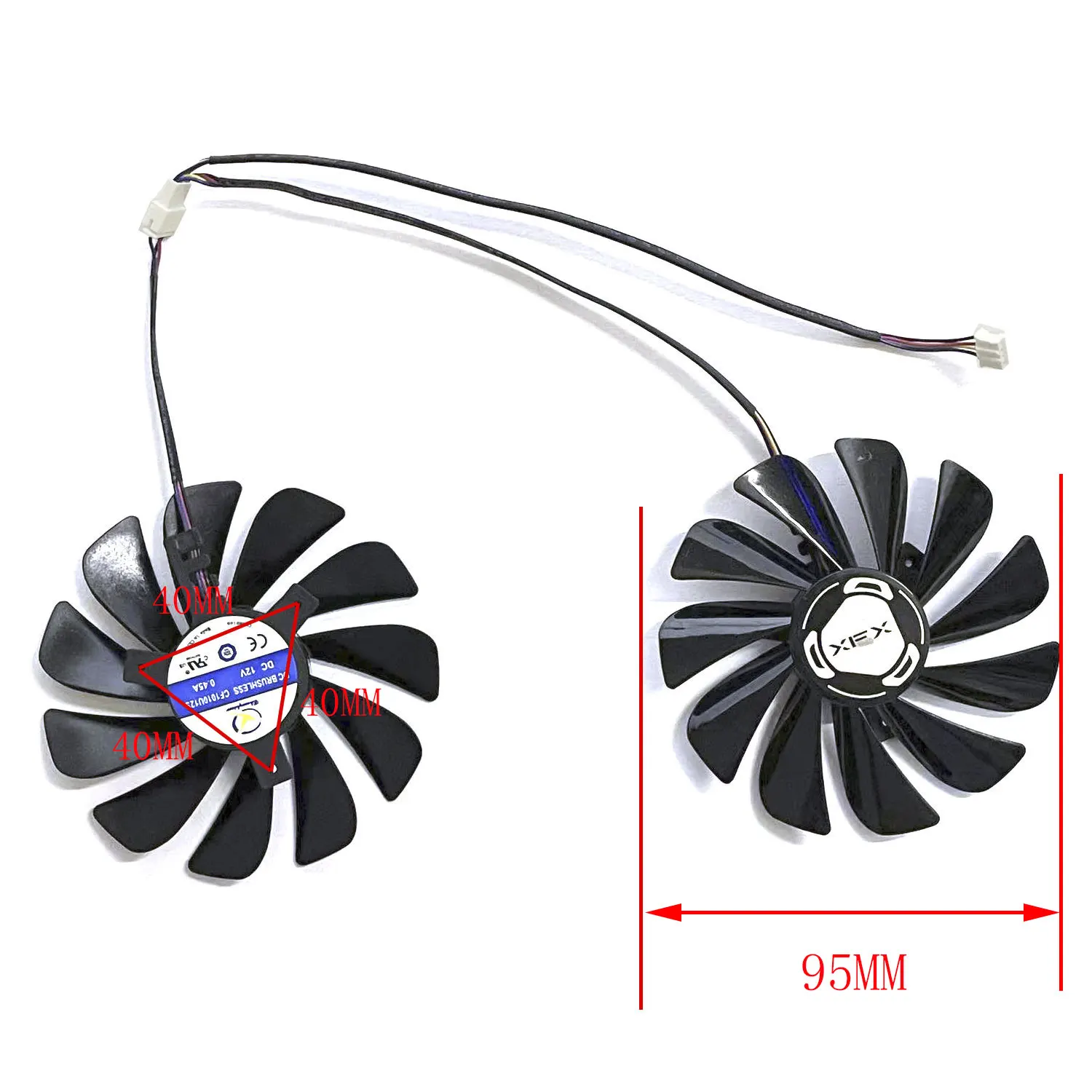 New RX 5700 XT GPU Fan 4PIN 95MM CF1010U12S FDC10U12S9-C for XFX RX 5700 XT, RX 5700 Graphics Card Cooling Fan