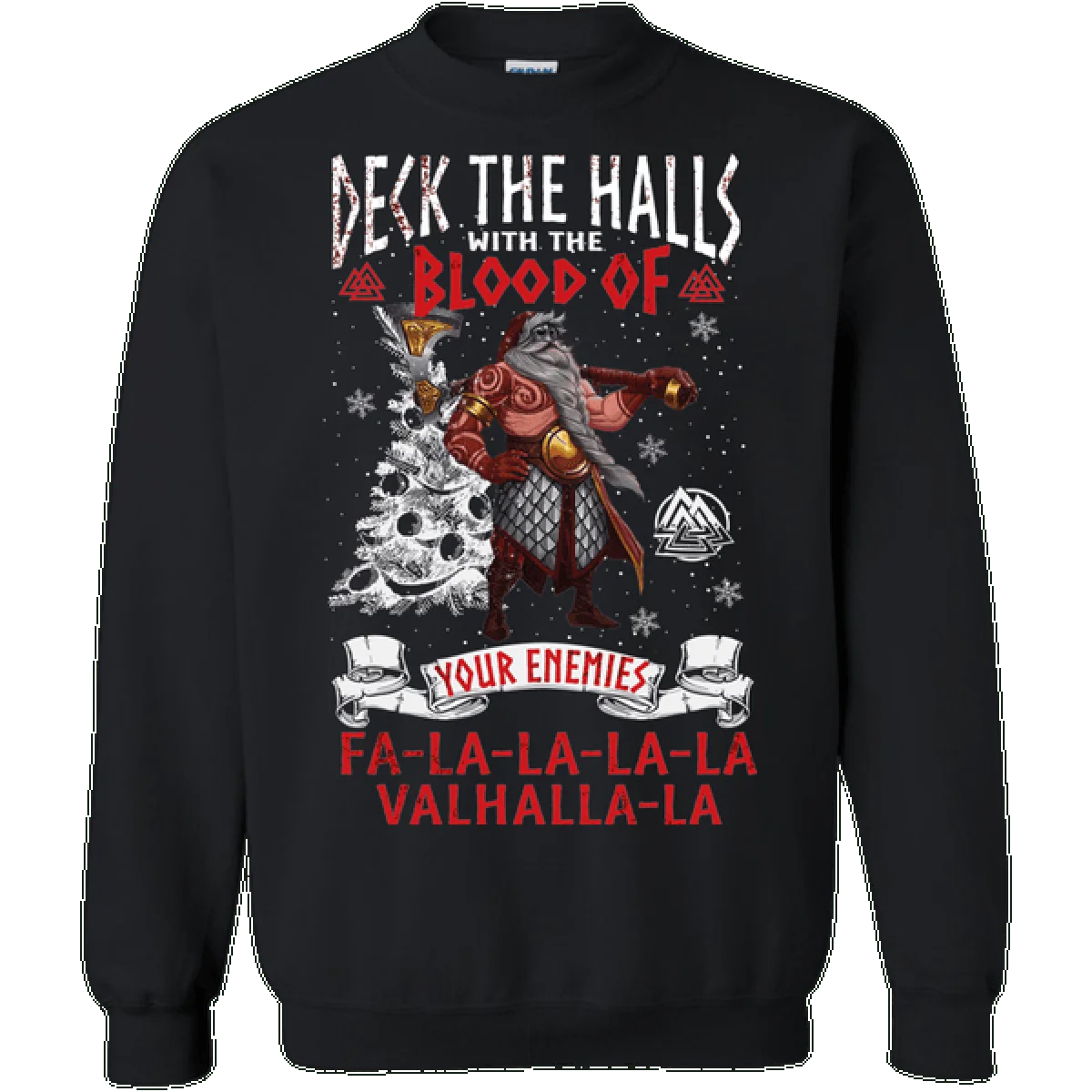 

Deck The Halls with Blood of Your Enemies- Viking'er Christmas Sweatshirts 100% Cotton Comfortable Casual Mens Pullover Hoodie