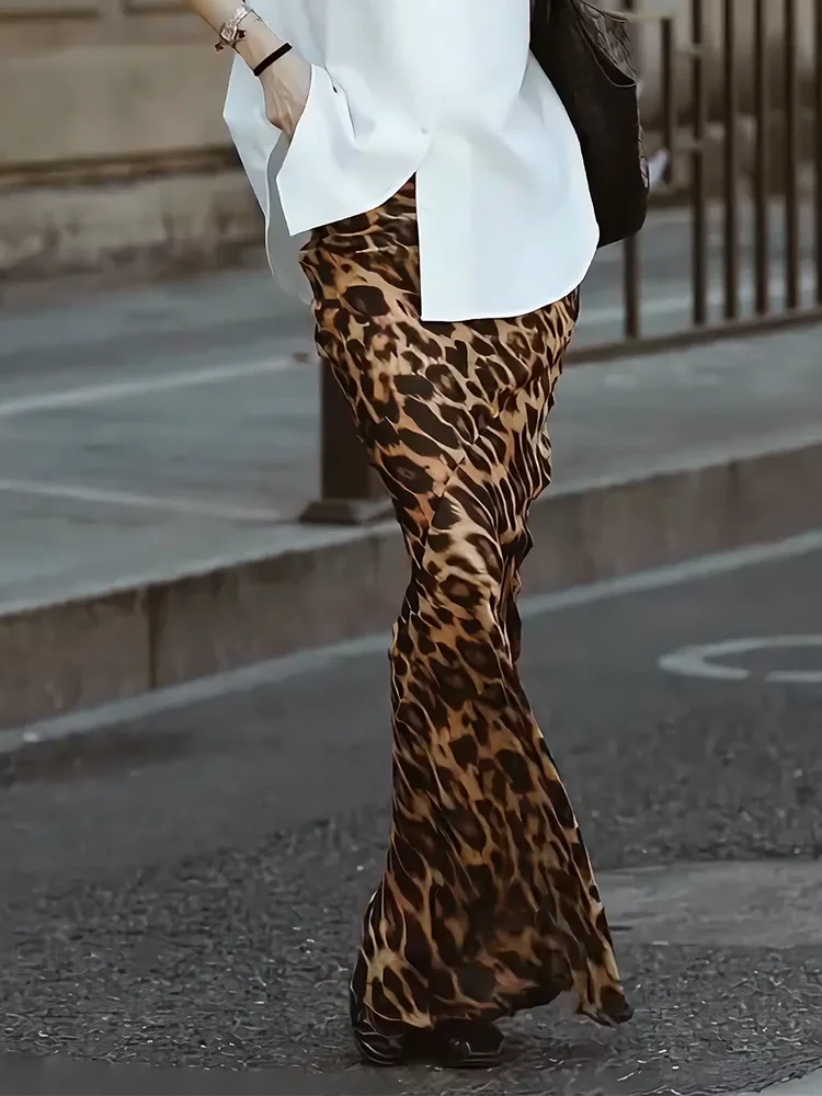 

Ele Leopard Print Slim Fit Fi Tail f Skirt High Street Sle Autumn New Arrival Women's Faion Commute Korean Version