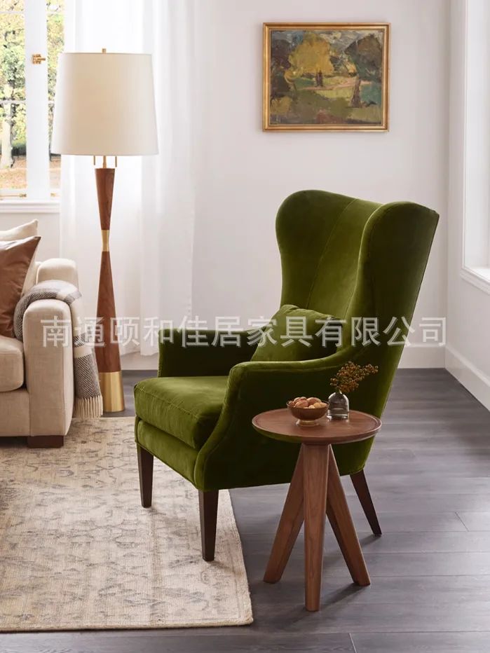 DSA Country Velvet Vintage Style Single Fabric Sofa Chair Vintage Light Luxury Furniture for Home Use