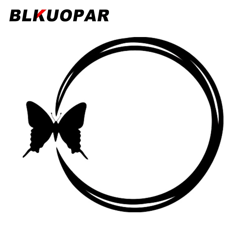 BLKUOPAR Beautiful Butterfly Frame Circle Graphics Car Stickers Personality Waterproof Die Cut Decal Caravan Car Accessories