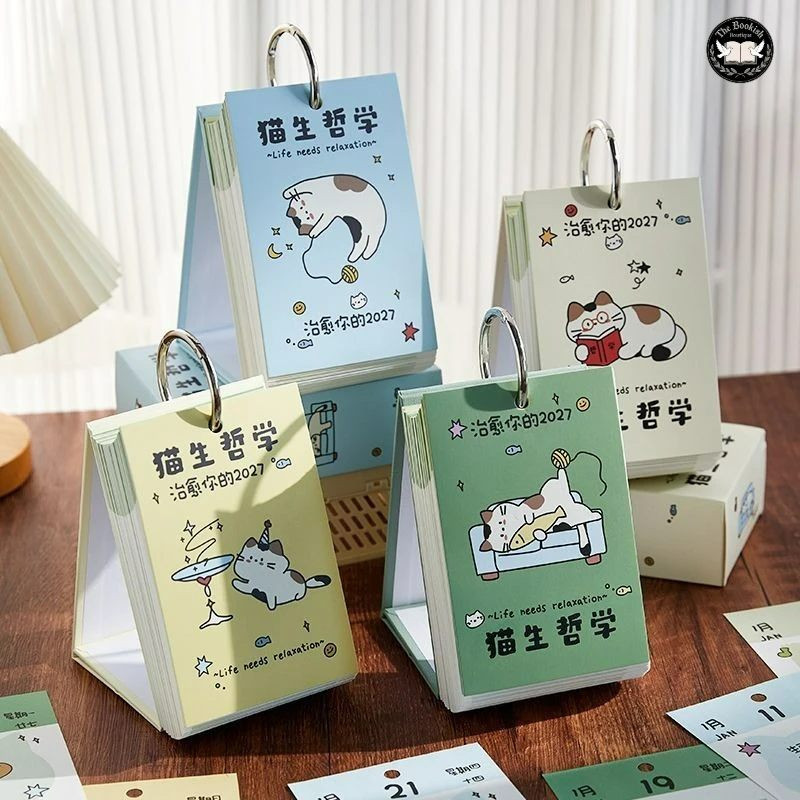 2027 Hajimi Calendar Cute Cat Desk Calendar for Stress Relief and Comfort Day-a-Page Desktop Ornament