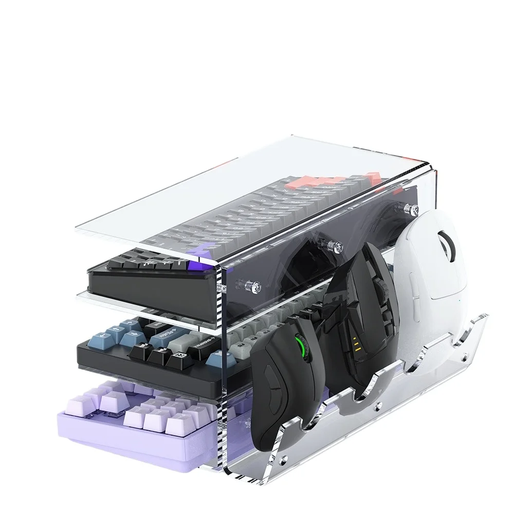 

Прозрачная акриловая подставка для клавиатуры и мыши, 3-х ярусная механическая стойка для хранения