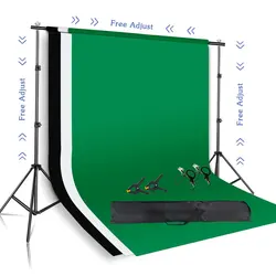 Backdrops do sistema de apoio do kit do suporte do fundo com suporte ajustável para a fotografia photo studio chromakey verde quadro da tela