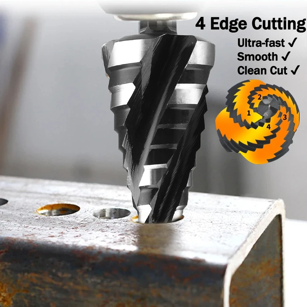 5 قطعة مجموعة لقم فلوت حلزونية مكونة من 5 قطع HSS مطلية بالتيتانيوم مع ساق سداسية مقاس 1/4 بوصة للمعادن والألومنيوم والخشب والبلاستيك #3