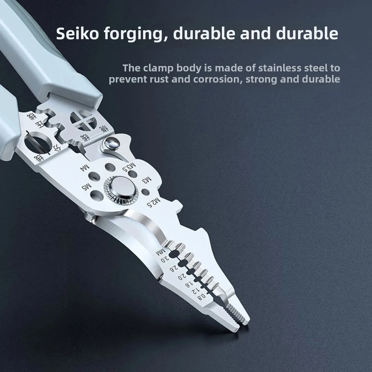 Multifunction Industrial Wire Stripper Cutter Crimper Heavy Duty Stainless Steel Electrical Pliers with Ergonomic Comfort Grip+