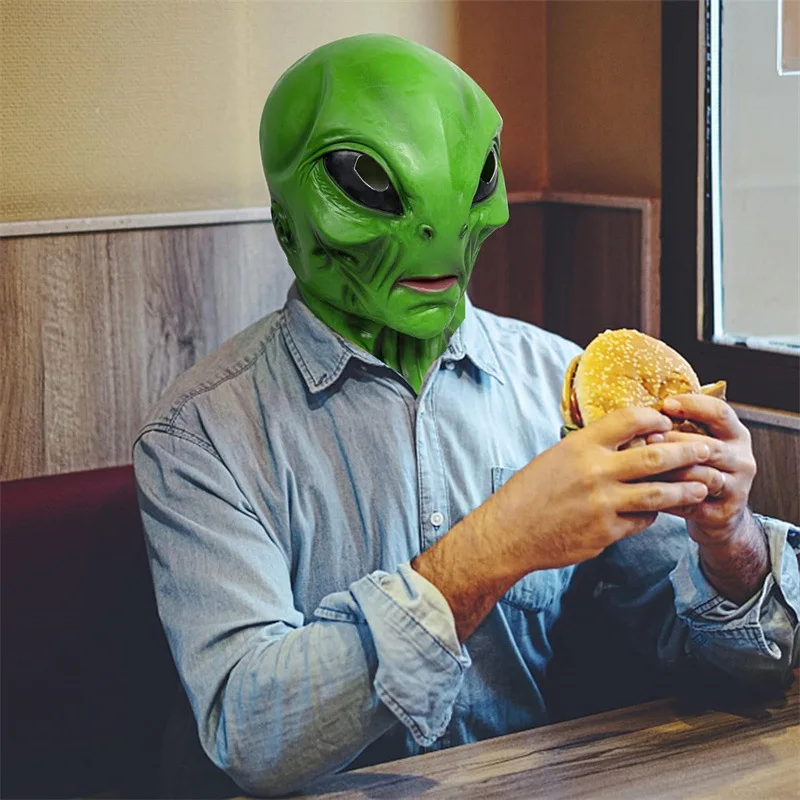 Grüne Alien-Maske Gruselige Halloween Realistische Alien-Gesichtsmasken Neuartige Monster-Maske Halloween-Kostüm Cosplay-Requisiten – Detail 3