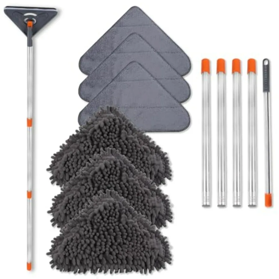 Wall Cleaner Mop with 79 Inches Long Handle, 360° Wall Washer Cleaner Tool for Walls/Ceiling Fans/Dust/Baseboard/Floors Clean,
