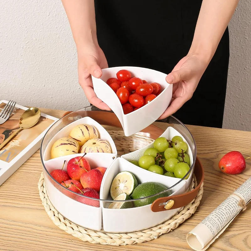 Divided Serving Tray Snackle Box Charcuterie Container With Lid And Handle -  For Parties, Entertaining, Picnic