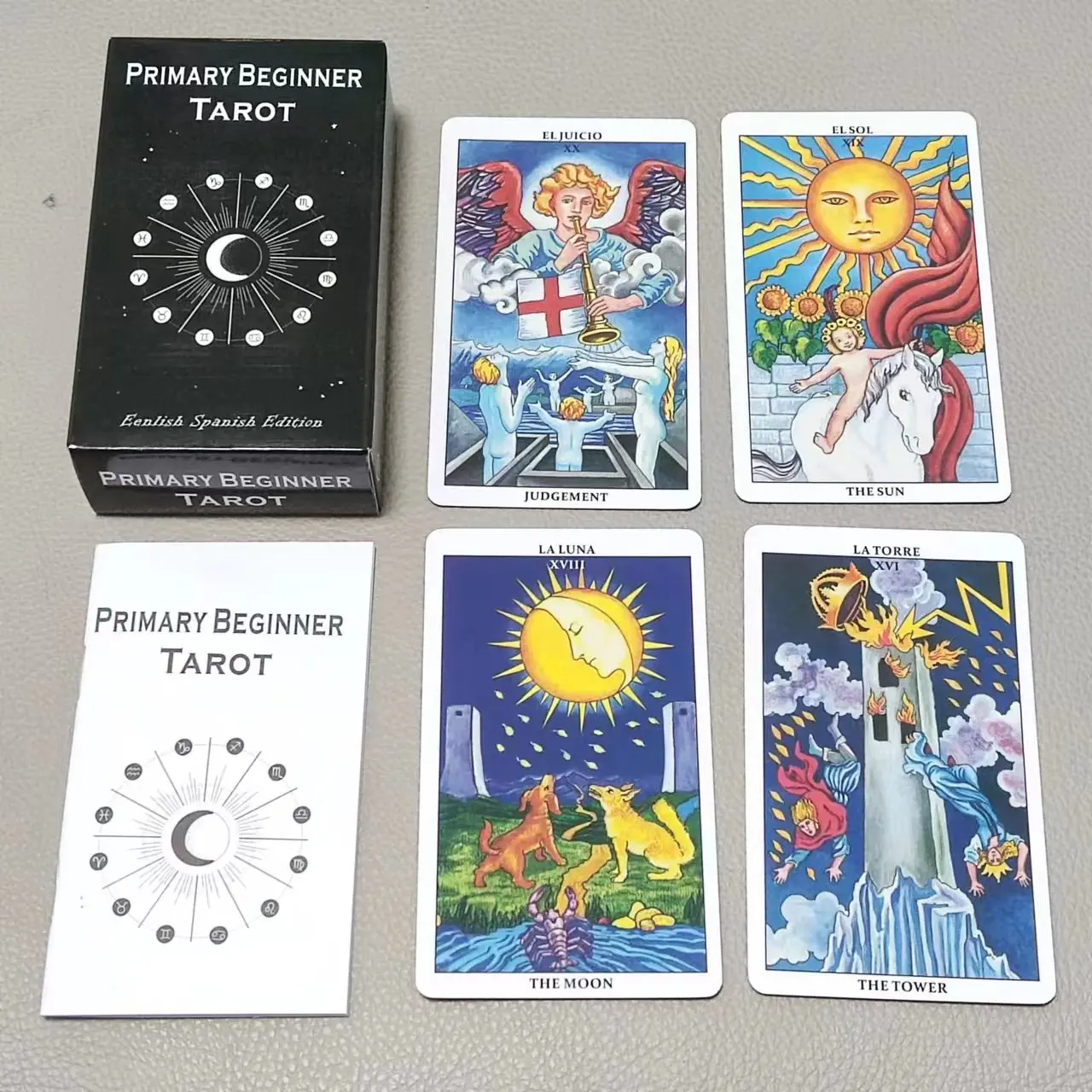 10.3*6cm Primary Beginner Tarot English Spanish Edition 78-Card Deck with Booklet