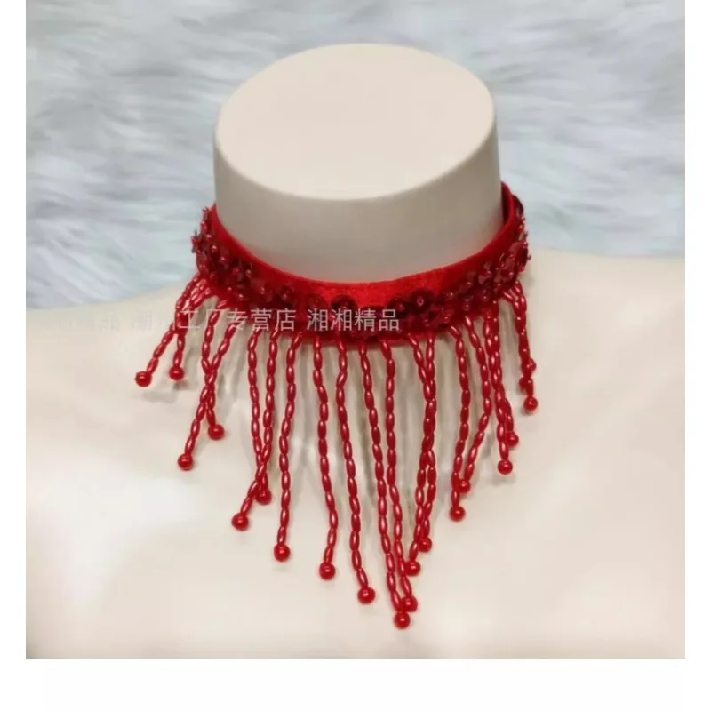 맞춤형 새로운 수제 구슬 목걸이 다목적 경쟁 배꼽 라틴 댄스 목걸이 무대 공연 액세서리 벨리 댄스