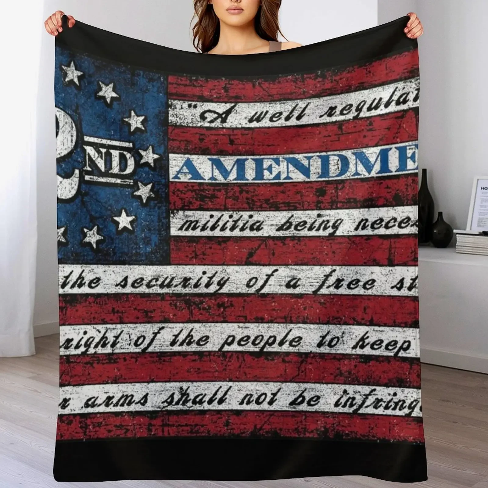 2nd Second Amendment Flag, 1791 Vintage American Flag Throw Blanket Lightweight Warm Blanket for Travel Camping