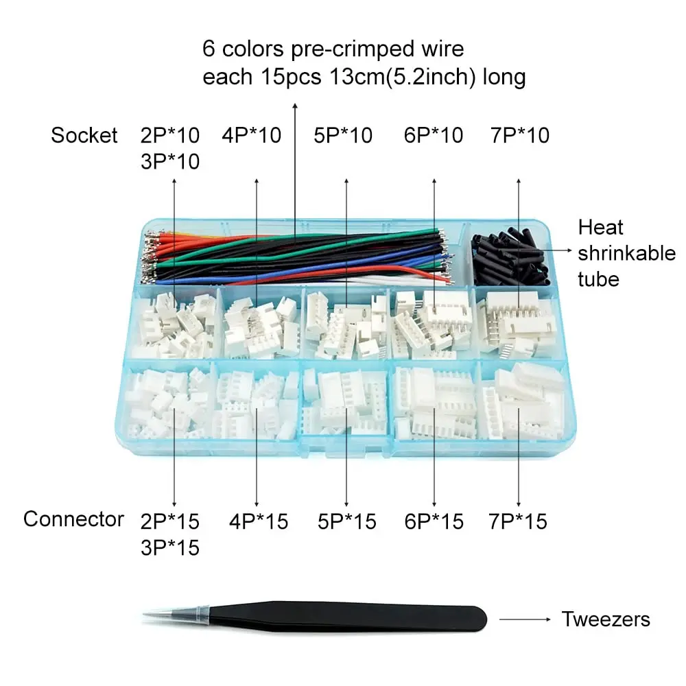 JST-XH 2.54mm Connector Socket Kit with Pre-Crimped 2.54mm Male and Female Cable Wire 2/3/4/5/6/7 Pin Housing JST Connector image 2