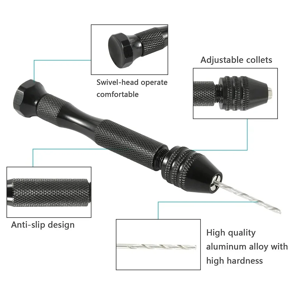 Imagem -02 - Mini Broca de Mão para Artesanato de Jóias Broca de Mão de Alumínio Ferramentas de Madeira 49 Pcs 0.23.4 mm