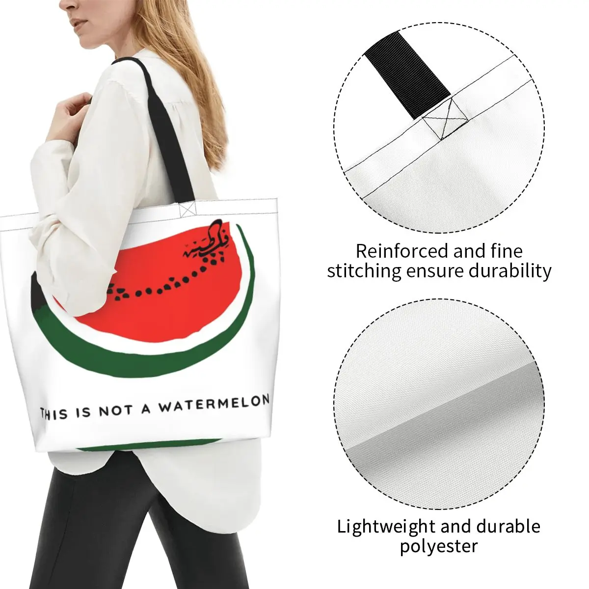 Casual Unisex This Is Not A Watermelon Shopping Bags Large Capacity Accessories Parody Magritte Watermelon Handbag