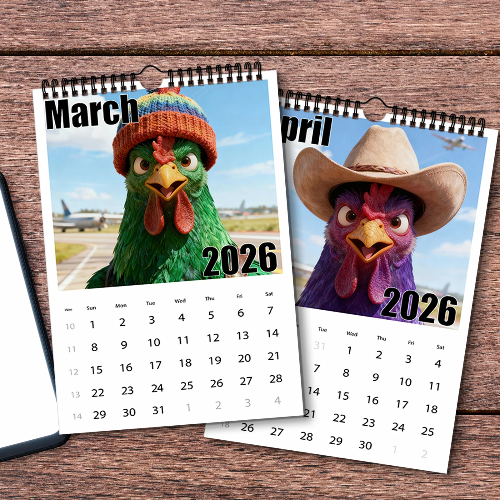 1 шт. 2026 настенный календарь на тему петуха, химерный и креативный подвесной календарь для любителей искусства и любителей юморов