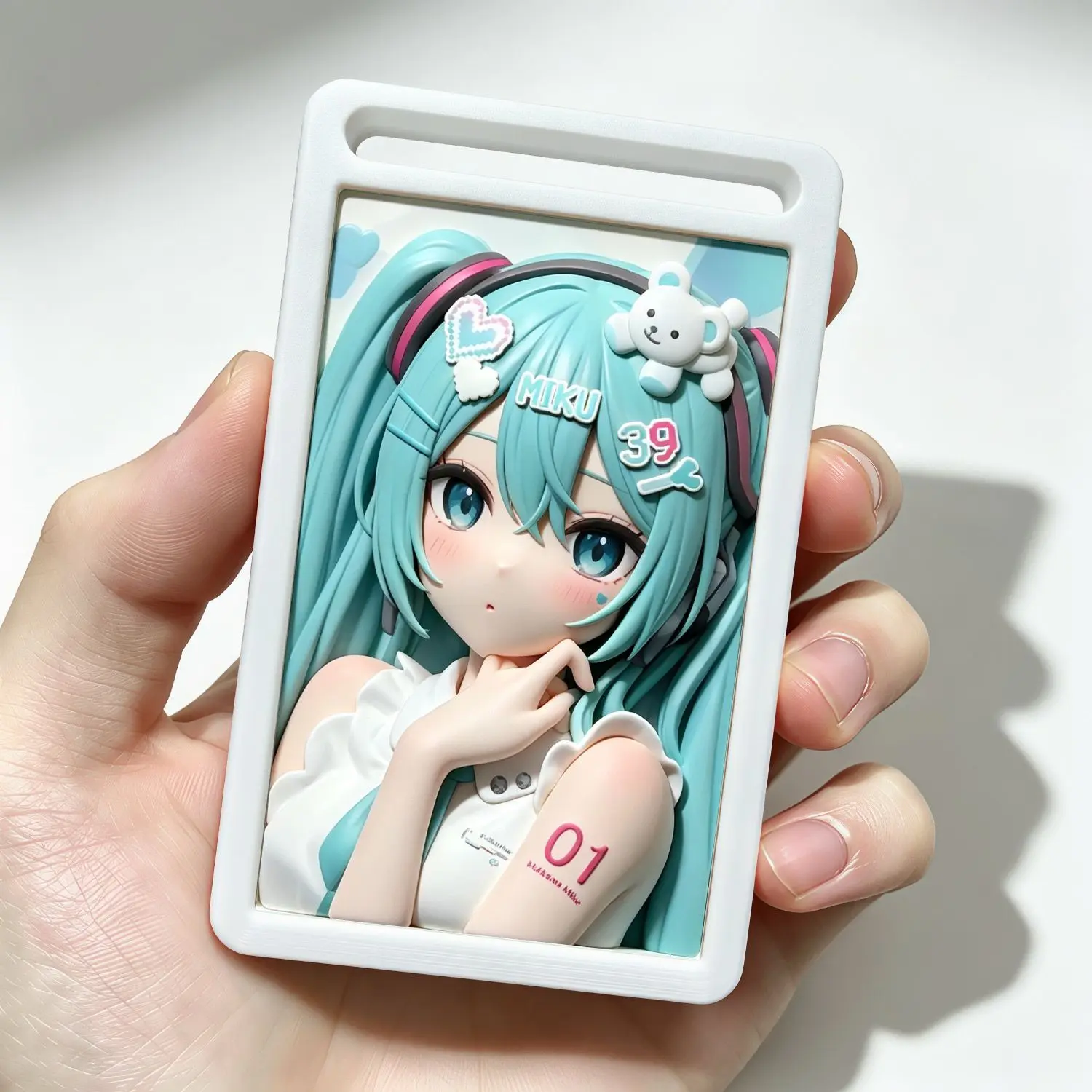 Hatsune Miku 3D-Relief-Kartenhalter Anime-Figur Stereoskopisch Geprägte Buskartenhülle Studenten-Campusausweis Wasserkartenetui