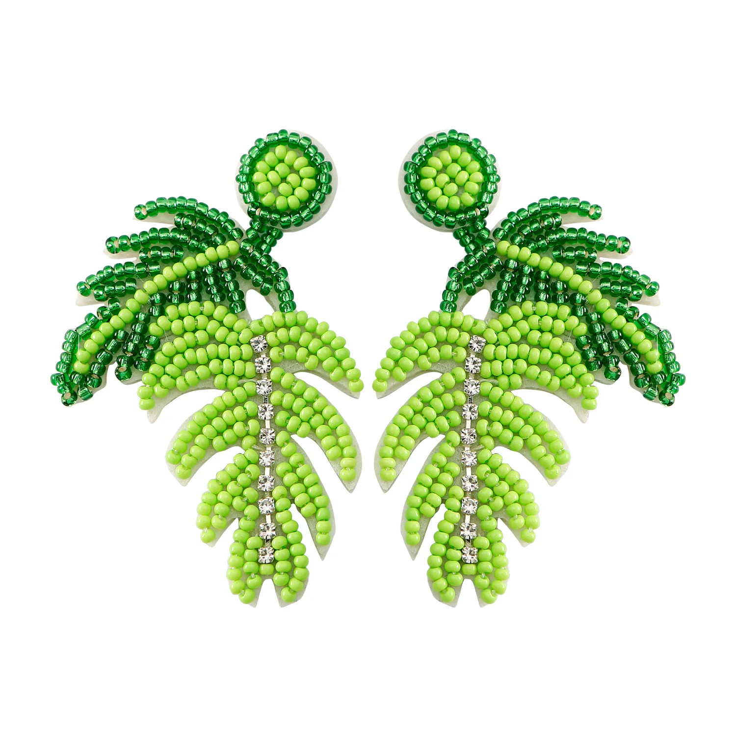 Boucles d'oreilles en perles de riz tricotées à la main, conception de feuilles en écaille de tortue, géométrie évidée, alliage bohème, boucles d'oreilles perlées simples, mode