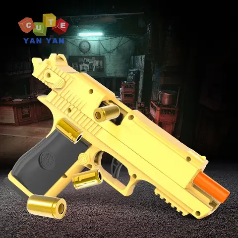 Outdoor Games Gold Desert Eagle Soft Bullet Toy Gun Launcher Automatic Shell Throwing Continuous Pistol Adult Boy Catapult Gifts